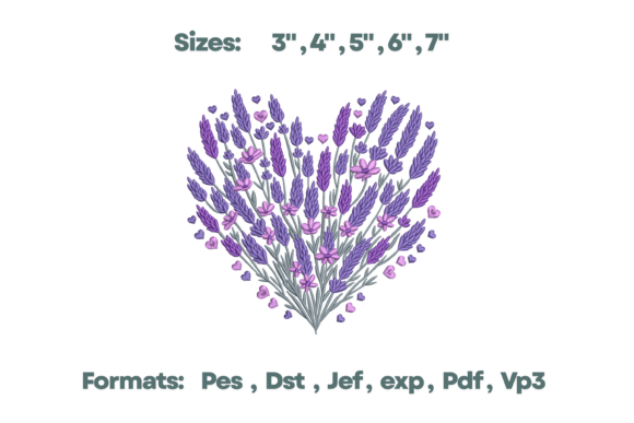 Download Lavender Floral Heart Embroidery - Floral heart embroidery Collection