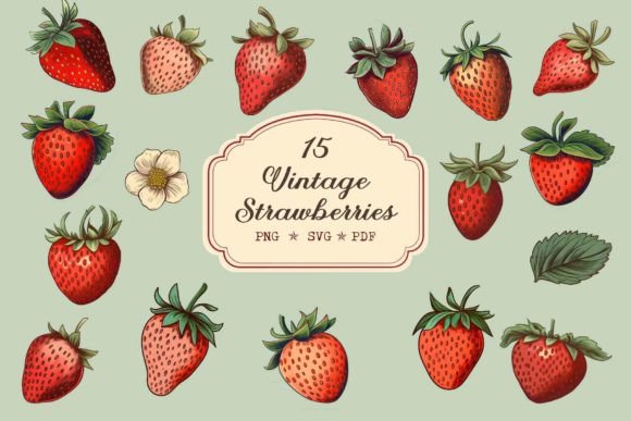 Download Vintage Strawberries Retro Strawberry - Premium Resources