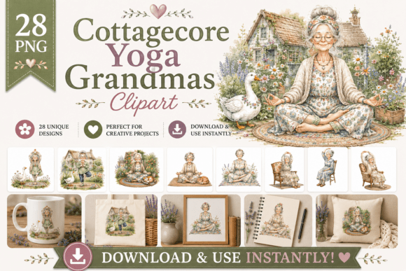 Download Watercolor Cottagecore Yoga Grandma - Grandma Collection